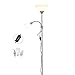 Produktbild LED Stehlampe Dimmbar Mit Flexibler Leselampe, Wohnzimmer Stehleuchte Mit Fernbedienung, Wohnkultur Lampen (Silber, 12W & 5W, Höhenverstellbar, E27 & E14, Iron Art)