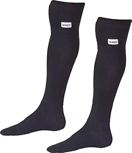 DeNovo Pair of Cotton Blend Spandex Lycra Plain Unisex Football Socks , Full Length (Black) , Pack of 1 Pair