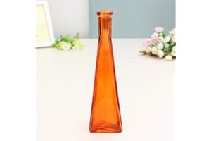 Young21 Mini Vaso Di Vetro Trasparente Di Colore Zakkz Fiore Bottiglia Ornamenti Di Vetro Fiore Organizzare Decorazioni per La Casa - Arancione