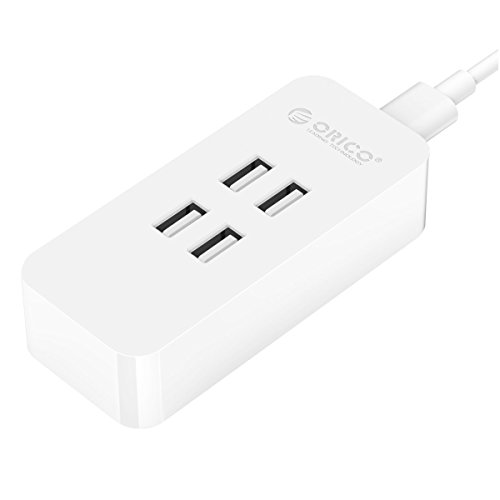 ORICO - USB Desktop Ladegerät, 20W, 4 Port, Schnelle Ladung, Schnellladegerät für iPhone 7/7 Plus, iPad Air 2 / Mini 3, Galaxy Note Edge, Nexus, HTC, LG, Nokia(Weiß)