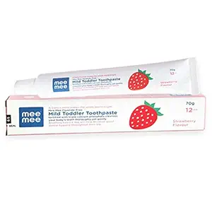 Mee Mee Fluoride-Free Baby Toothpaste, Fortified with triple calcium phosphate, Strawberry Flavor, Cavity Protection,oral care, suitable for 1 year +, 70 grams