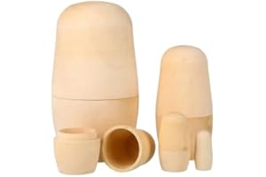 JOINPAYA 5pcs Unbemalte matroschkas: Rohling Russische Matroschka-Puppen Unbemalte Leer Handgefertigt Stapelpuppen babuschka Puppen hölzerne nistpuppen Dekorationen Desktop