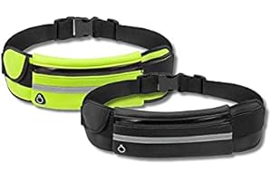 IL SELECTED Pack 2 Riñonera Running Deportiva Impermeable - Riñonera Deportiva Reflectante para Correr - Bolso Deportivo para Móvil - Bolso Deportivo para la Cintura - 2x1 Riñoneras Colores (Amarillo-Negro)