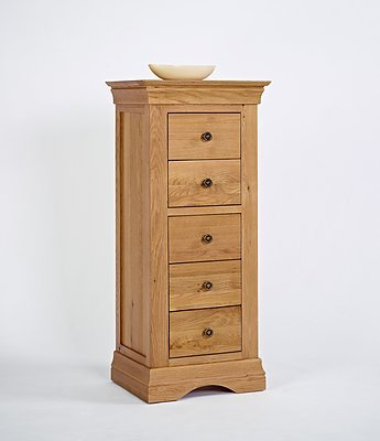 Calais Solid Oak Bedroom Furniture 5 Drawer Unit