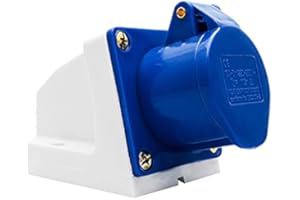 ExcInter 16A #113 240V 3Pin Blue Industrial Plug Sockets 2P+E Weatherproof IP44 Camping Caravan Industrial