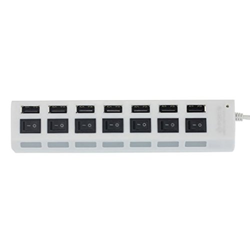 7 Ports USB 2.0-HUB mit On/Off Schalter Power Adapter für Desktop Laptop PC – Ularma (weiß) - 3