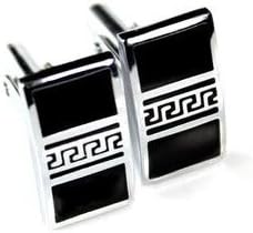 Men's Black &amp; Silver Pattern Cufflinks