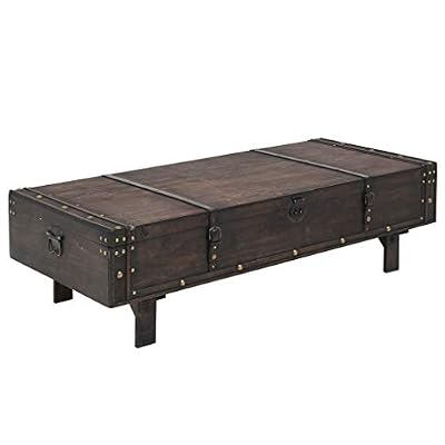 vidaXL Table Basse Bois Massif Style Vintage Marron Bancs d'Entrée Salon