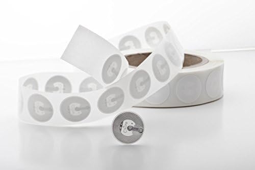 NFC Tag sticker 30 mm, 924 Byte, 100% compatible, 20 pieces in white, optimal for contact data/device/smartphone settings (Wlan, Bluetooth, SMS, telephone call via NFC), NXP NFC chip
