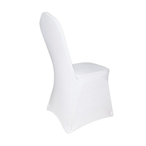 Stuhlhusse Stretch Universal Stuhlüberzug Stuhlbezug weiss mit Ausschnitt - 3