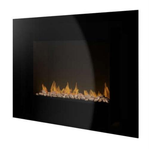 Wall Mounted Electric Fire - Black Glass Front - PE170 Peddle Effect Fuel Bed