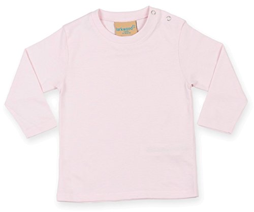 Larkwood Babies Long Sleeve Cotton T Shirt Pale Pink 12-18