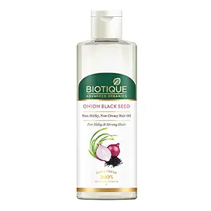 Biotique Onion Black Seed Hair Oil for Silky and Strong Hair, 200ml | Controls Hair Fall, Promotes Growth