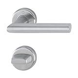 Con muelle de retorno Hoppe manillas Utrecht - En roseta de inodoro, para grosor de la puerta 39 - 47 mm, acero inoxidable mate, 1 pieza, 3884657