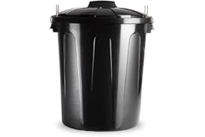 Plastic Forte Cubo de basura con tapa 21 litros basurero Negro asas de presión