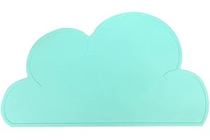 XMHSH Silicone baby Placemat, Cloud silicone baby Placemat, children's table mat, children's table mat, universal cat and dog feeding mat silicone, non-slip waterproof pad (green)