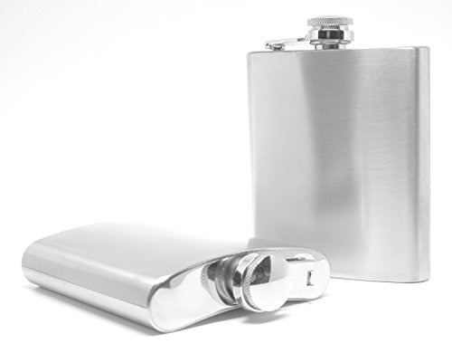 2x Edelstahl Flachmann von Trendario | Taschenflachmann in der Farbe Silber mit Schraubverschlussdeckel | Fassungsvermögen 200 ml ( 7oz ) als Geschenk zu Weihnachten oder zum Geburtstag
