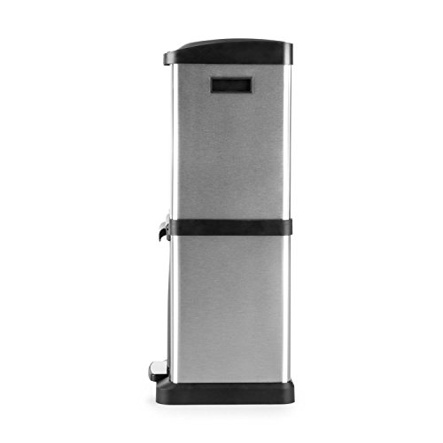 Klarstein Ökosystem² Mülleimer Mülltrenner (30 Liter Volumen, 3 Behälter, 1 x 15 Liter & 2 x 7,5 Liter, Druckknopf- und Fußpedalöffnung, Turmbauweise, PE, Edelstahl) silber - 3