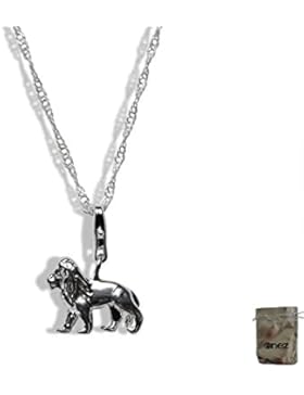 Enez Halskette echt 925 Silber 40 - 75cm mit Charm Anhänger Löwe 2,5cm Z651 + Geschenkbeutel