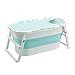 Produktbild XUEPING Faltende Badewanne, Plastikwanne Des Haushalts, Erwachsene Kinder Verdickung Bad Becken Baby Tragbarer Großer Swimmingpool Mit Deckel L110 * W59 * H53cm 2 Farben (Farbe : Blau)