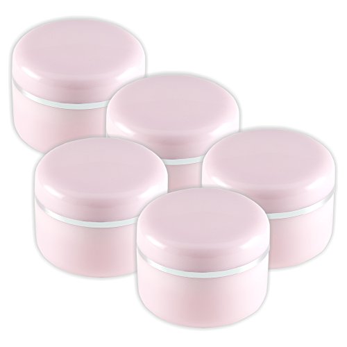 5 Stück 15ml Geltiegel rosa rose - Leerdose - Cremedose mit Silberrand und Abdichtscheibe