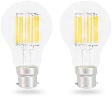 Lamsky 2-Pack B22 10W LED Bayonet Bulb,A19 Vintage Filament Edison Bulb, 2700K,Warm White,Non-Dimmable