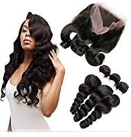 ATOZWIG 360 Lace Frontal Closure With Bundles Pre Plucked Lace Frontal Weave Wave Curly Peruvian Virgin Hair With Frontal Closure