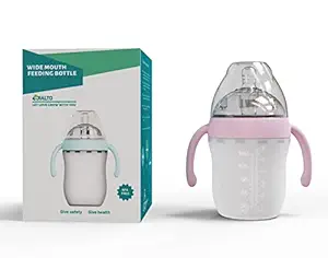 JIALTO First Feed Baby Silicon Feeding Bottle with Anti Colic for New Born Babies || Baby Feeding Bottle 6-24 Months (160 ML, Pink)