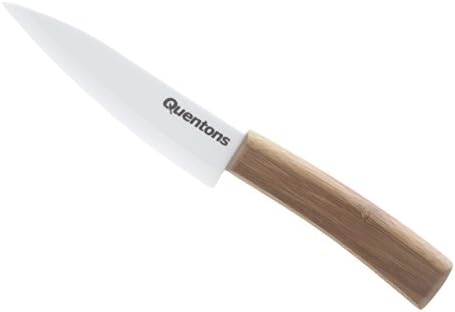 Quentons Ceramic Utility Knife, White Blade and Bamboo Grip Handle (Utility 5'' Sharp Edge)