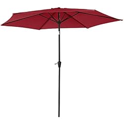 Happy Garden Parasol Droit HAPUNA Rond 2,70m de diamètre Rouge