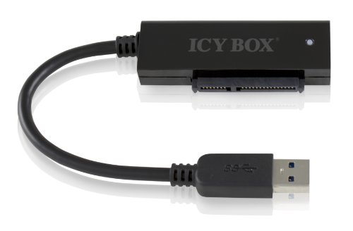 Icy Box IB-AC6031-U3 2,5″ (6,35 cm) SATA zu USB 3.0 Adapter mit Schutztasche aus Kunstleder für HDD/SSD (bis 15 mm Bauhöhe) schwarz - 2