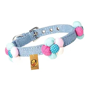 Foodie Puppies Adjustable Fashionable Denim Fabric Pet Collar for Cat, Kitten & Puppy (15 mm, Medium )