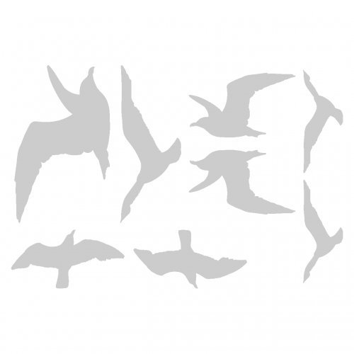 Wandtattoo Vogelschutzaufkleber Möwen-Set in 5 Größen und 25 Farben (30x20cm silbermetalleffekt)
