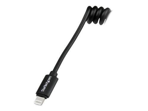 StarTech.com 30cm Apple 8-pin Lightning auf USB Spiralkabel für iPhone / iPod / iPad – 0,3m Ladekabel – Schwarz – St/St - 5