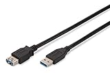 Haube: vergossen DIGITUS USB 3.0 Verlängerungskabel, Typ A Stecker zu Typ A Buchse,1.8m, 5 Gbp/s, Schwarz