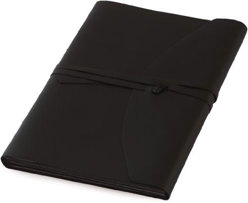 INDIARY FIRST Fotoalbum aus weichem Leder und handgeschöpftem Papier – schlicht und edel – Glattleder – 34x26cm – Schwarz - 3