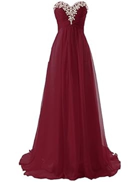 JAEDEN Abendkleid Lang Chiffon Ballkleid Brautjungfernkleid Trägerlos Damen