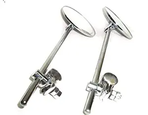 BULLKARTZONE Straight Rod Rear View Heavy Duty Mirrors for Royal Enfield Classic 350cc (Chrome, Set of 2)