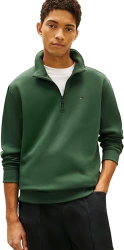 Tommy Jeans Uomo Felpa con Cerniera Fleece con Collo a Lupetto, Verde (Shadow Pine), XL