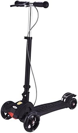 LinRin Hand and Foot Break Extra Thick PU Wheel Aluminum Base Foldable Scooter, Black
