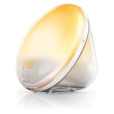 Philips Wake-Up Light Alarm Clock Coloured Sunrise Simulation, 5 Sounds and Radio Function - HF3520/01