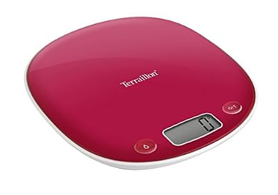 Terraillon Balance de Cuisine, Tare, Conversions Liquides, Poignée intégrée, Portée 5 kg, Macaron, Framboise