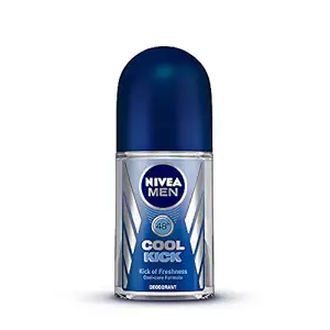 NIVEA Men Deodorant Roll On, Cool Kick, 48h Long lasting Freshness, 50 ml