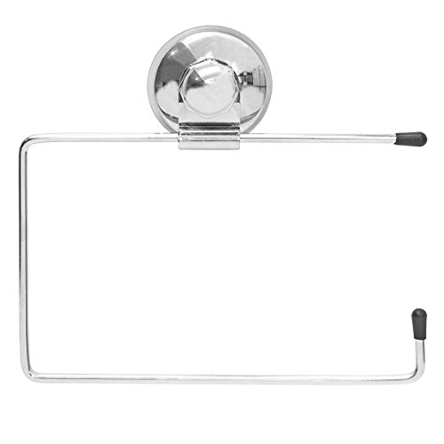 Relaxdays Toilettenpapierhalter ohne Bohren Toilettenpapier Halter aus Eisen mit Saugnapf Klopapierhalter zum Kleben Toilettenpapierhalterung für 1 Rolle Klopapier HxBxT: ca. 14 x 16 x 4 cm, silber - 4