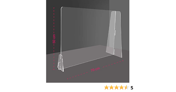 Generico Barriera Protettiva separatore da scrivania in plexiglass  Trasparente 4 mm PDS - Divisorio per Ufficio parasputi parafiato (70x47 cm)  : Amazon.it: Casa e cucina