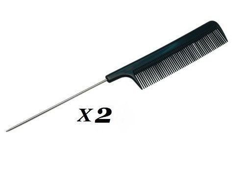 2 x PROFESSIONAL FINE TOOTHED METAL PIN TAIL COMB FOR MULTI PURPOSE USE