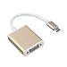 Produktbild Unitedheart USB 3.1 Typ C zu VGA Adapter, Typ C USB3.1 zu VGA Adapter USB-C zu VGA Stecker Golden Digital Hub mit Aluminiumgehäuse Plug & Play