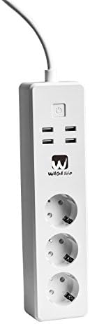 Waga Remote Control Home WiFi Intelligent Power Socket with Surge Protection 3 Way Multi Socket and EU Plug 4 USB Charging Ports