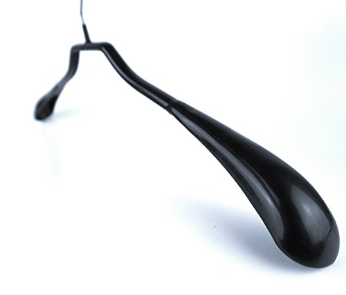 famyShop Metall-Kleiderbügel EXTRA BREITE Auflage, gummiert, beschichtet rutschfest, schwarz, drehbarer Haken, 10 Stück, ca. 40cm x 19cm - 2