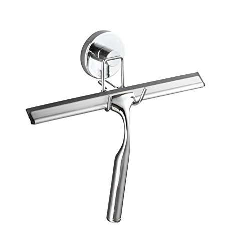 WENKO 20877100 Vacuum-Loc Duschabzieher - Befestigen ohne bohren, Stahl, 25 x 21.5 x 6 cm, Chrom